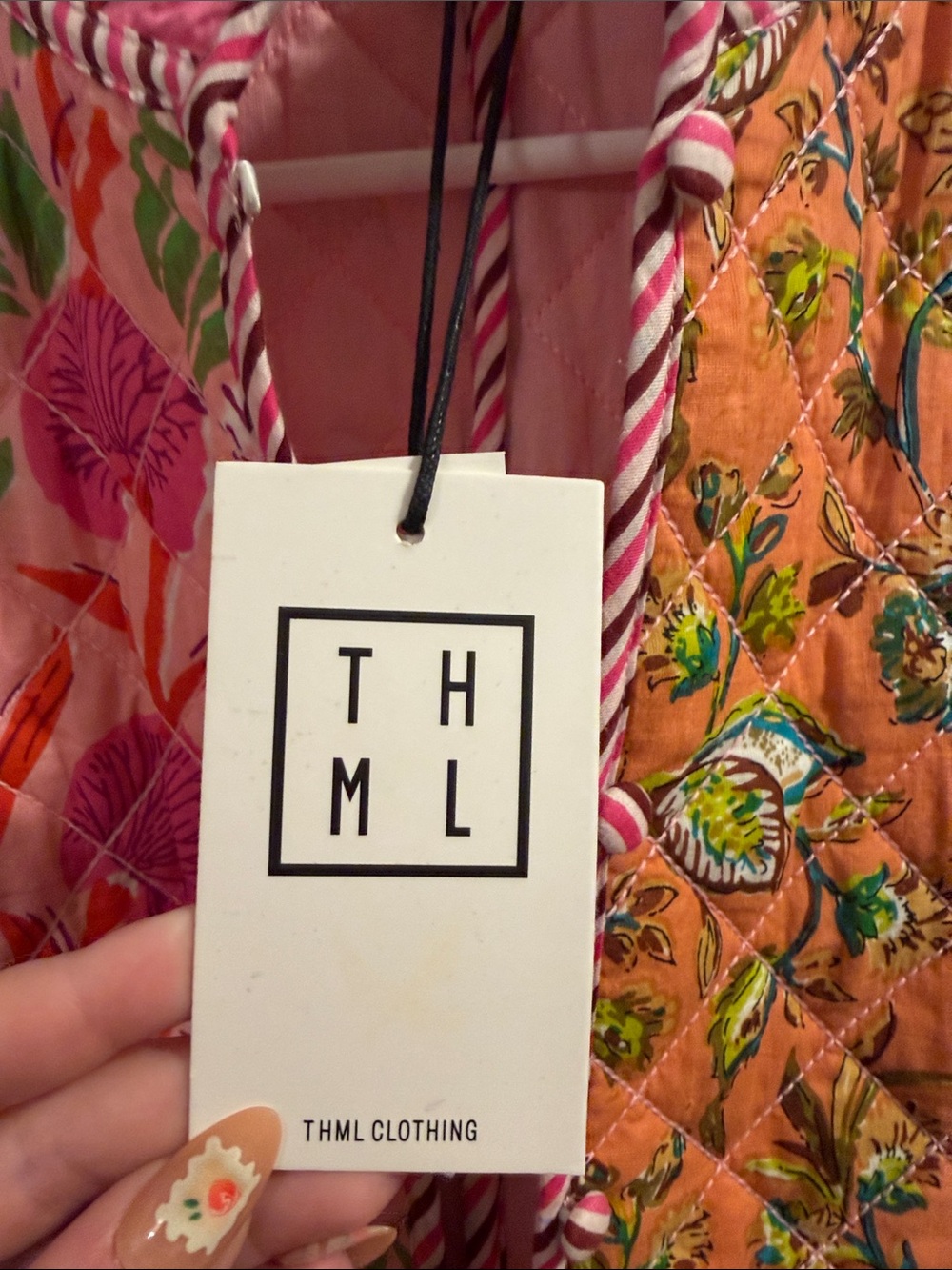 NWTS THML Pink & Orange Quilted Floral Jacket - Picture 3 of 8